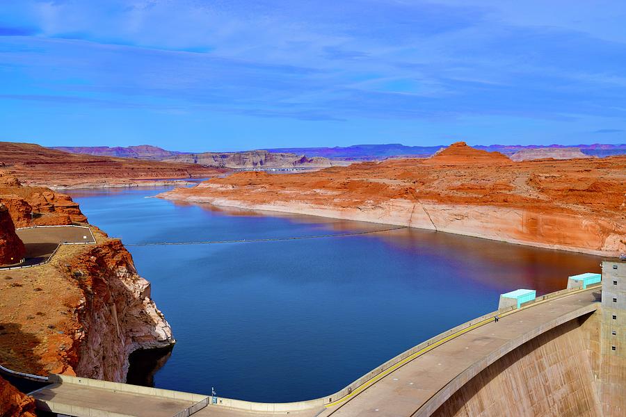 panoramic view-Glen Canyon dam  and Lake Powell Photograph by Bnte Creations