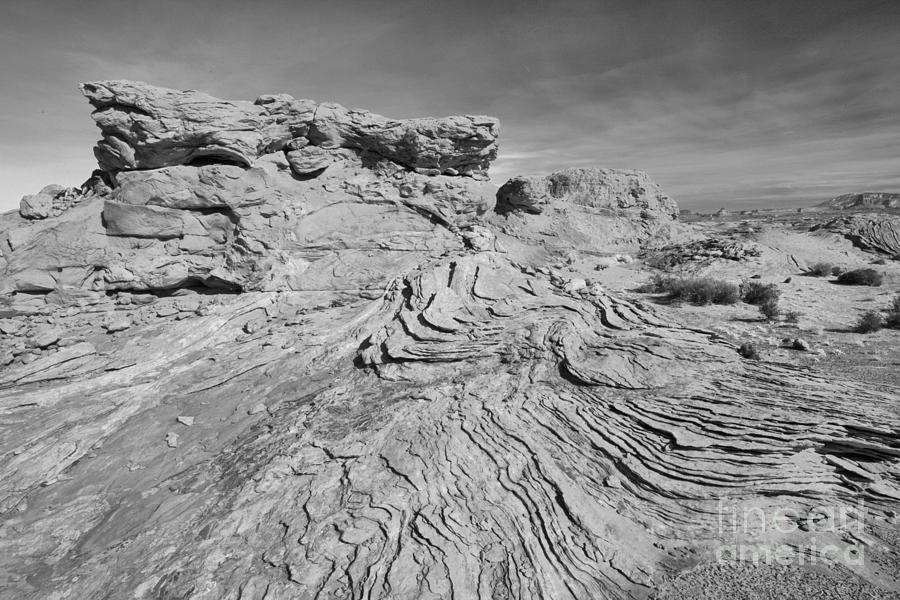 Lake Powell Lines And Buttes Black And White Photograph by Adam Jewell