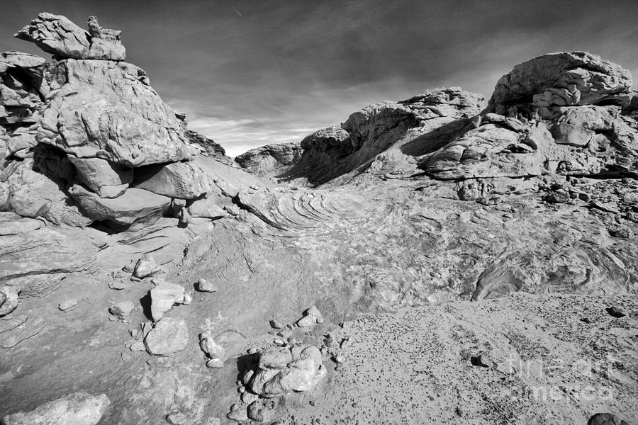 Lake Powell Sandstone Towers Black And White Photograph by Adam Jewell