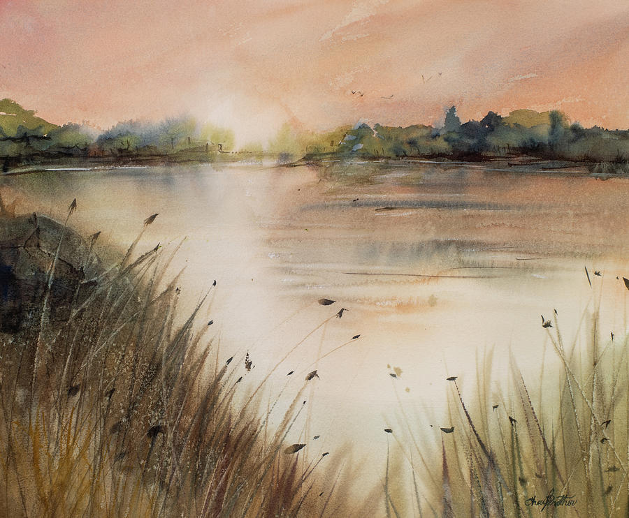 Lake Shore Sunrise Painting by Cheryl Prather