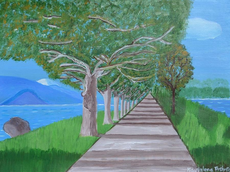 Lake Como Side Walk Painting by Magdalena Frohnsdorff