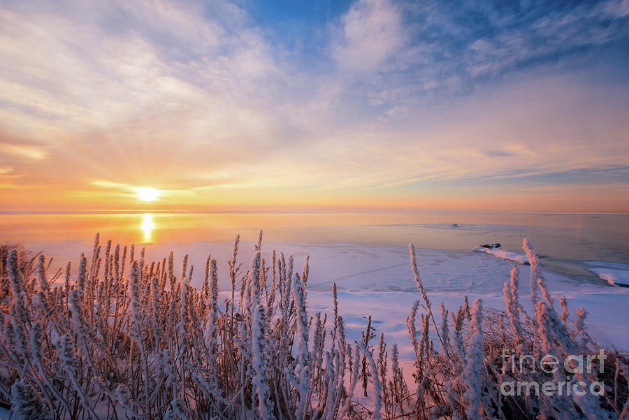 Beautiful Lake St. Clair Winter Sunrise WI10253 Photograph by Mark Graf