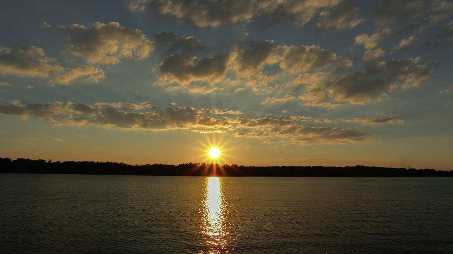 Lake Sun Spikes Sunset Photograph