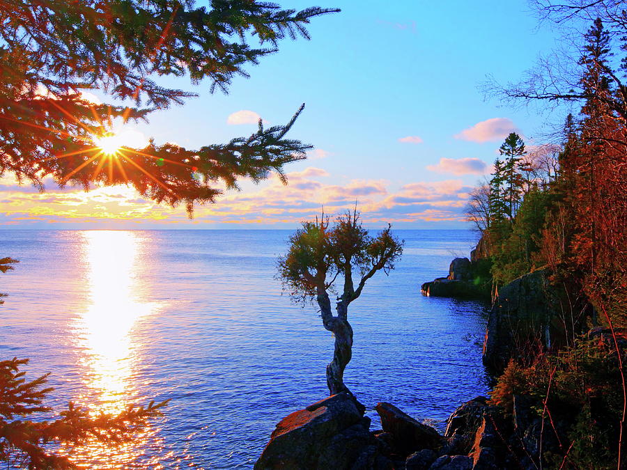 Lake Superior at sunrise Photograph by Alex Nikitsin