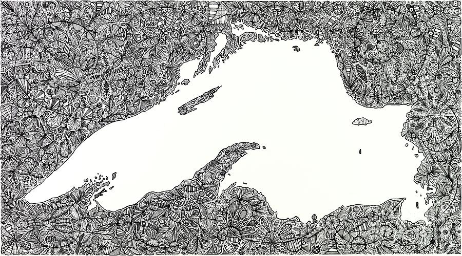 Lake Superior Drawing by Larissa Osterbaan