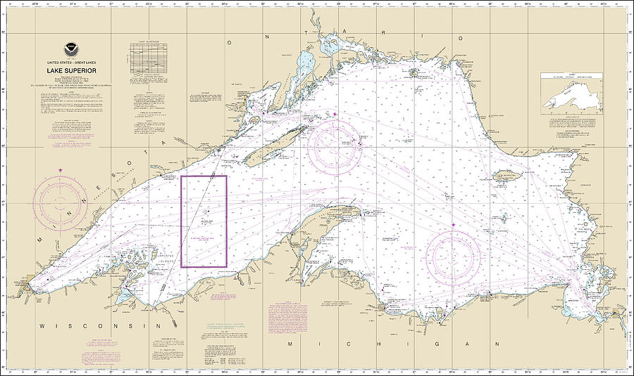 Lake Superior Nautical Chart 14961 No Borders Digital Art by John ...