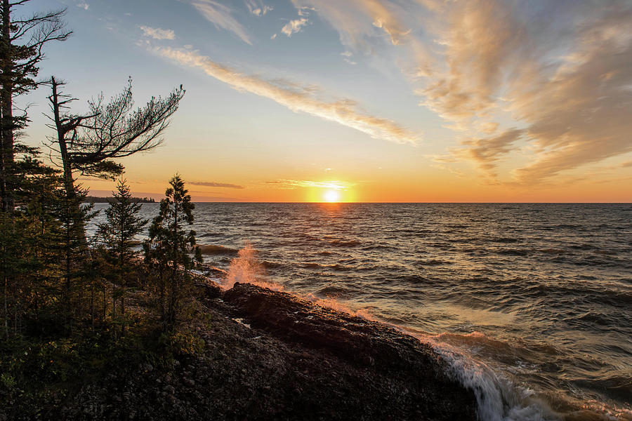 Lake Superior sunset Photograph by Linda Shannon Morgan