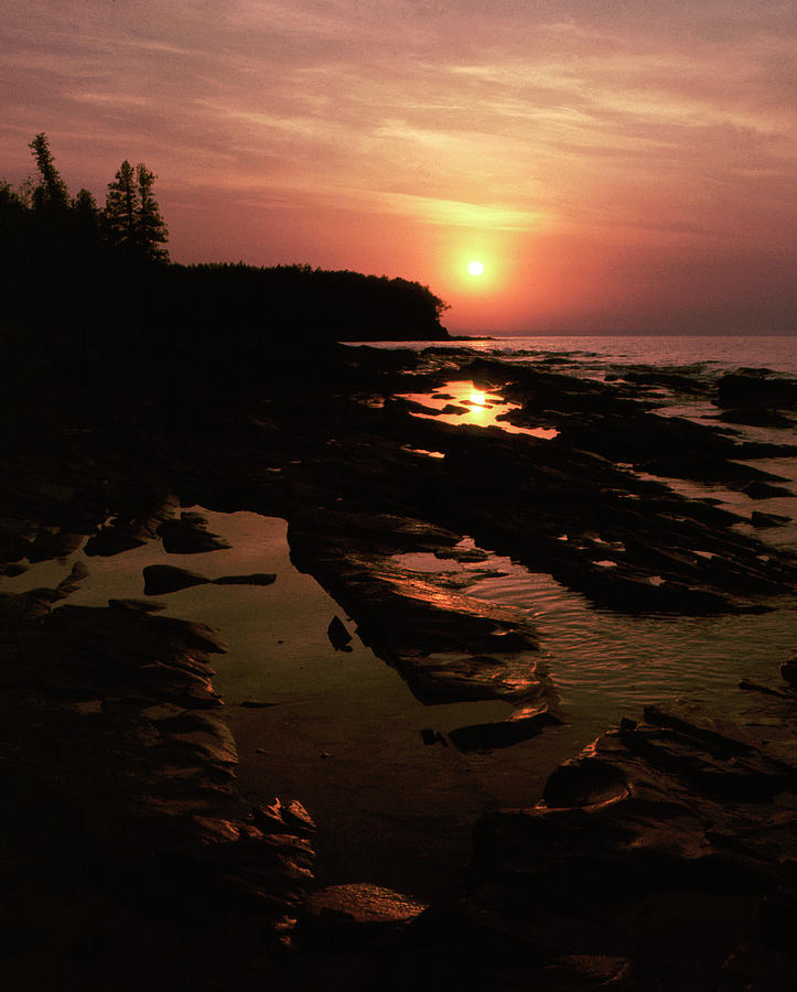 Lake Superior Sunset - Michigan USA - Photograph by Edward Shotwell