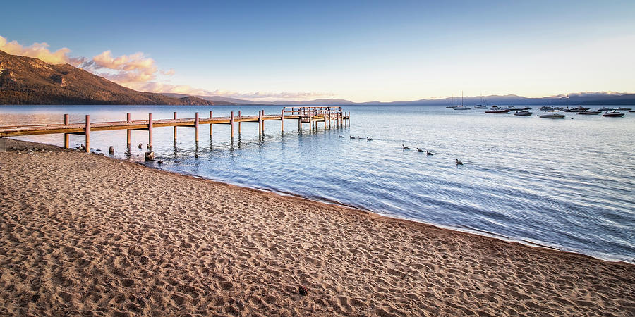 Lake Tahoe Beach Panorama Photograph by Gary Geddes Lake Tahoe Beach Panorama Photograph by Gary Geddes