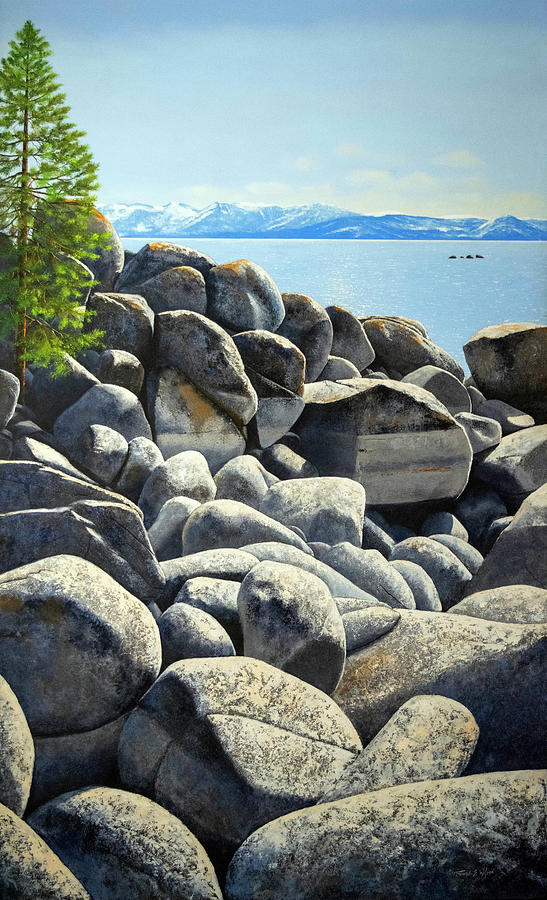 Boulder Shore Lake Tahoe  #3 Painting by Frank Wilson
