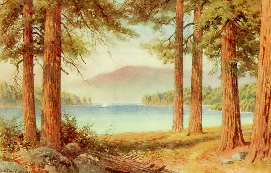 Vintage Painting - Lake Tahoe, California 1914 by Sutton Palmer