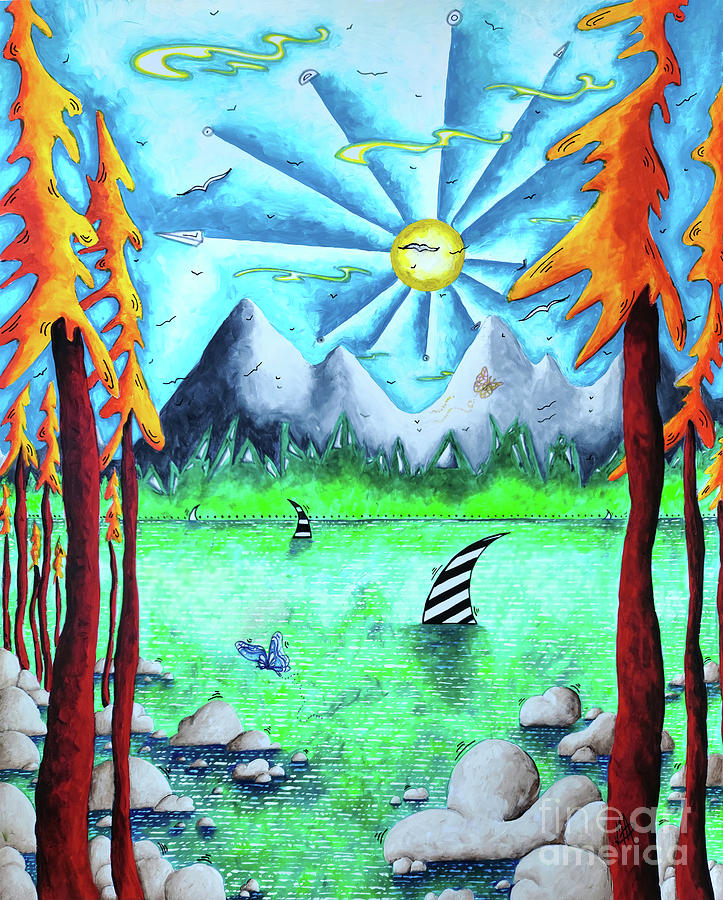 Lake Tahoe Painting - Lake Tahoe Inspired Original PoP Art Contemporary Painting Megan Duncanson by Megan Aroon