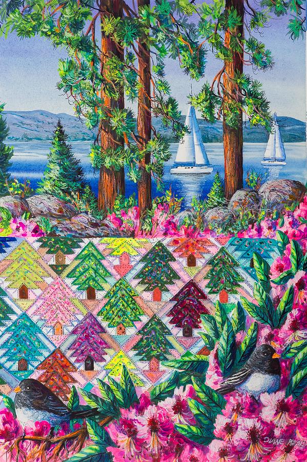 Lake Tahoe Pines Painting by Diane Phalen