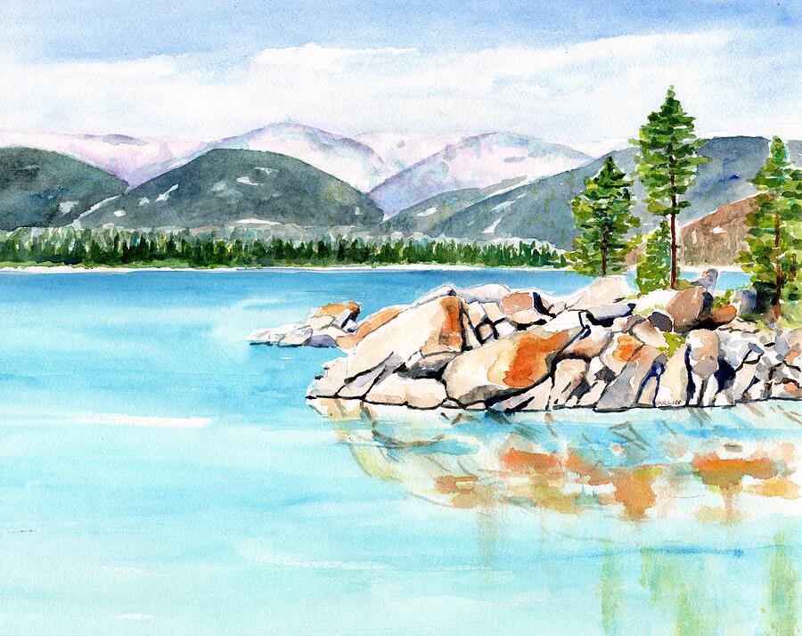 Lake Tahoe Sand Harbor Painting by Carlin Blahnik CarlinArtWatercolor