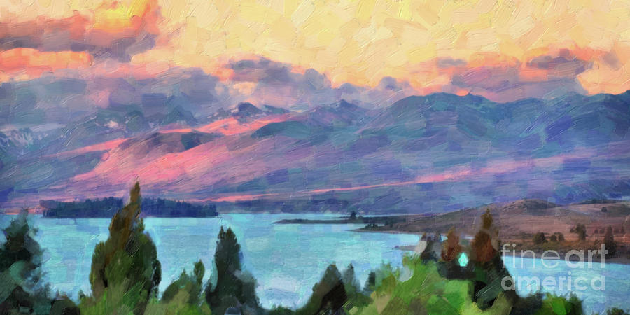 Lake Tekapo New Zealand Painting by Delphimages Photo Creations