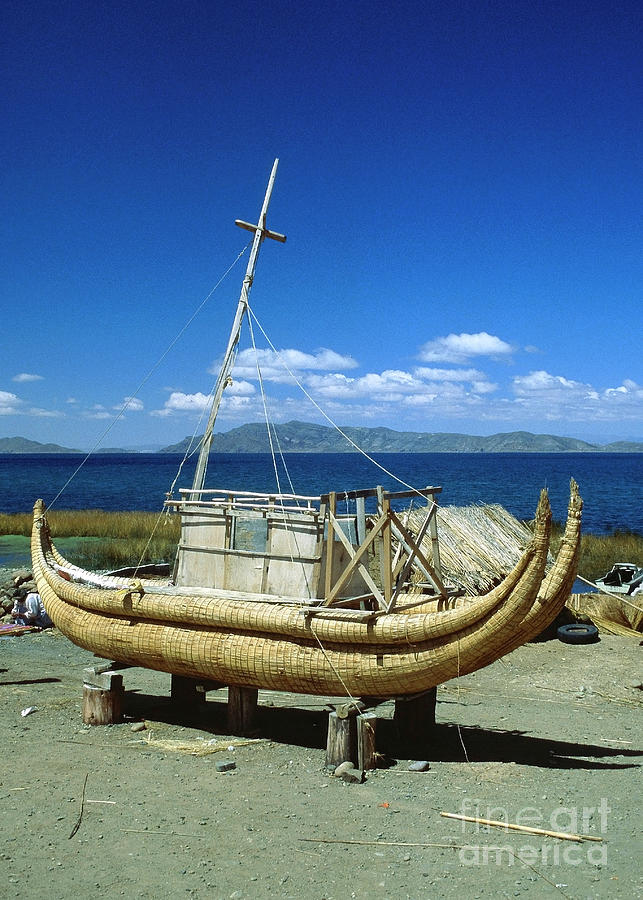 Boat Photograph - Lake Titicaca reed boat 1 by Rudi Prott