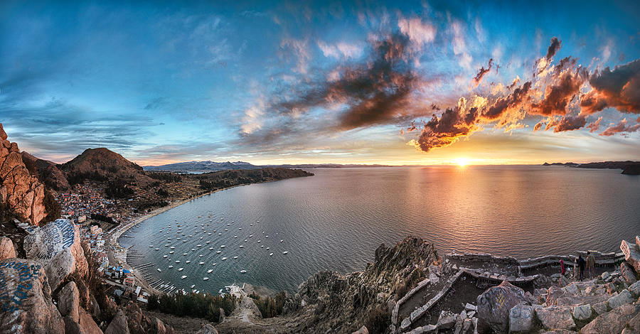 Lake Titicaca Sunset Panorama Photograph by Stanley Chen Xi, landscape and architecture photographer