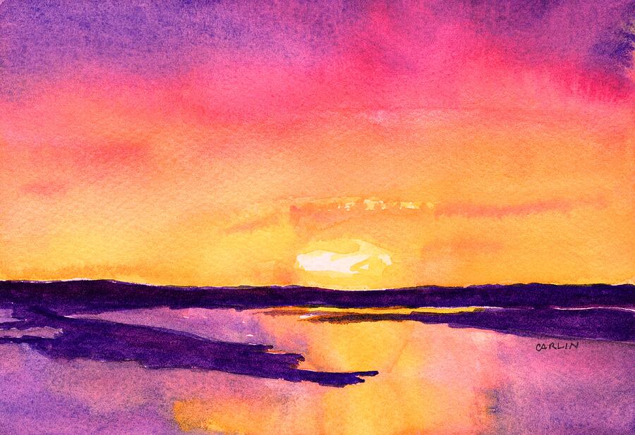 Lake Travis Oasis Sunset Painting by Carlin Blahnik CarlinArtWatercolor