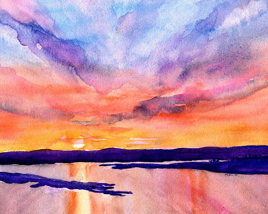 Lake Travis Sunset Painting by Carlin Blahnik CarlinArtWatercolor