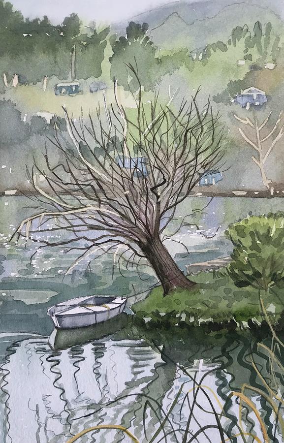 Santa Monica Painting - The Lonely Tree - Malibou Lake  by Luisa Millicent