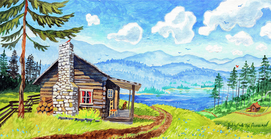 Lake View Cabin Digital Art
