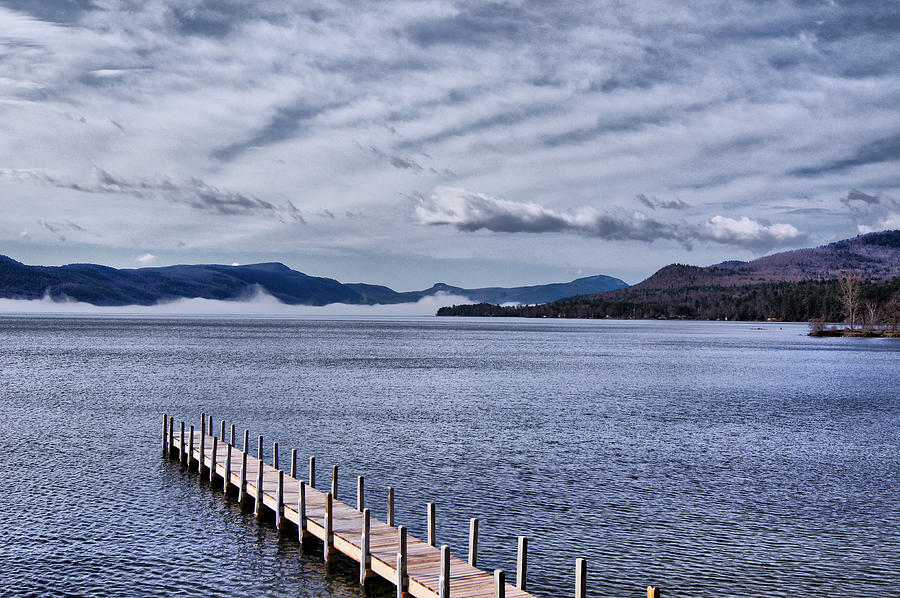 Lake View Clouds and Dock Photograph by Russ Considine