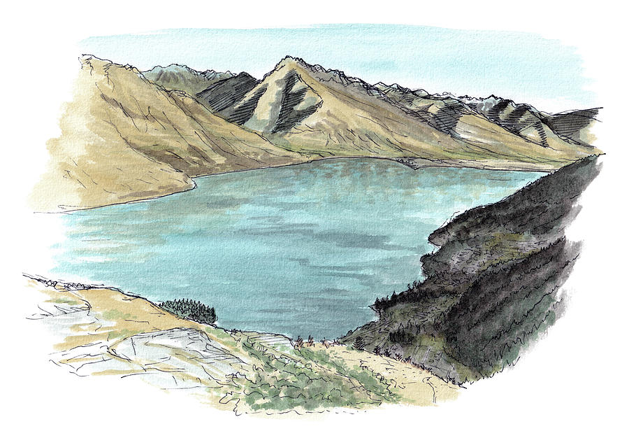 Mountain Painting - Lake Wakatipu from Queenstown Hill by Tom Napper