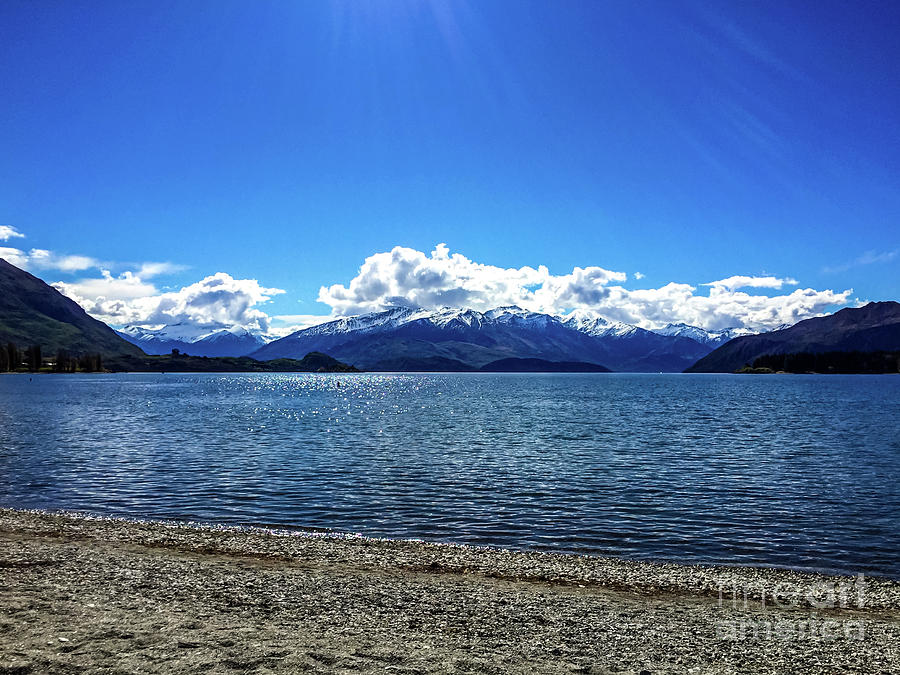 Lake Wanaka New Zealand Snow Capped Mountain Peaks Lake Rock Photograph By Crystal Calla