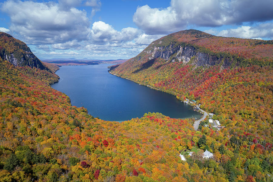 Lake Willoughby Fall Foliage Print - Westmore, Vermont - October 2019 Photograph by John Rowe