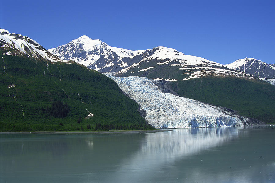 Lake with glacier and mountains Photograph by Comstock Images