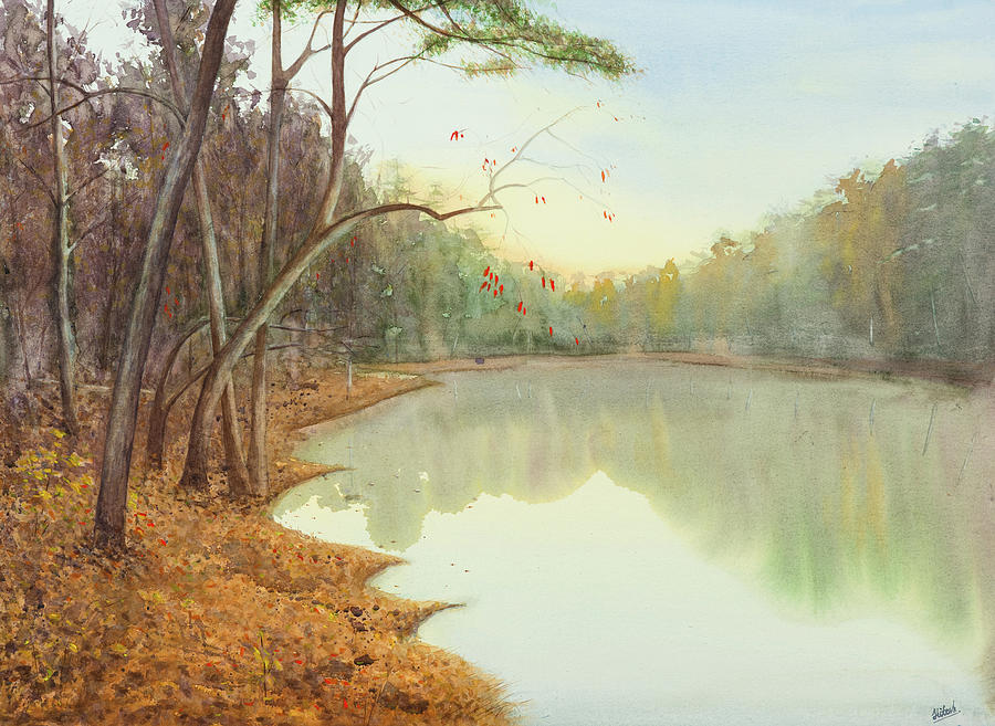 Lakeside Autumn Painting by Tesh Parekh