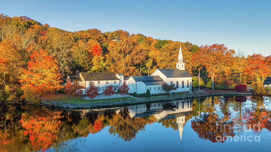 Lakeside Church in Autumn Photograph by Sean Mills