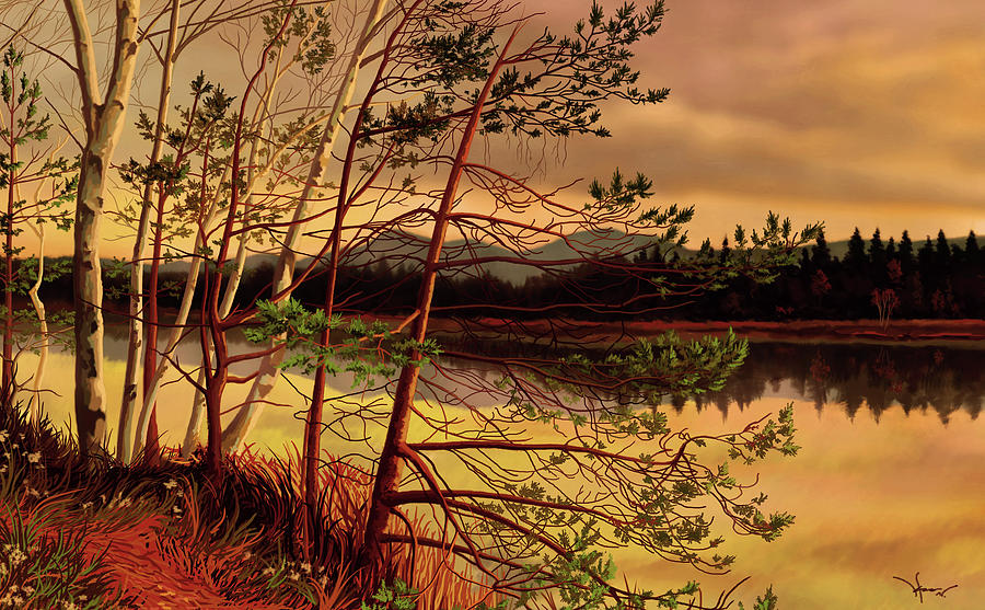 Lakeside Painting by Hans Neuhart