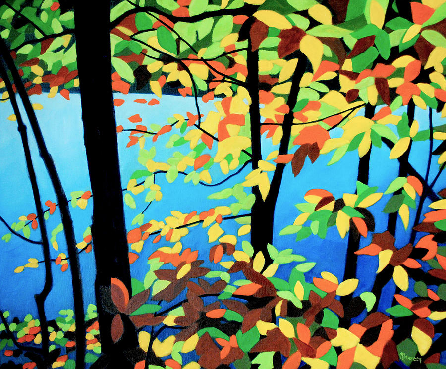 Lakeside in Fall Painting by Maureen Riesco - Fine Art America