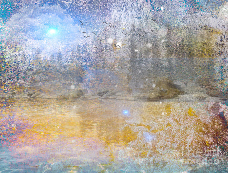 Lakeside in Winter Digital Art by William Wyckoff