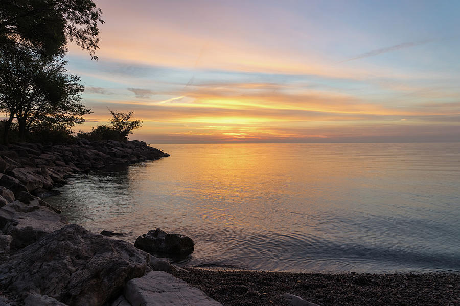 Lakeside Reverie - Glorious Dayspring on Lake Ontario in West End Toronto Photograph by Georgia Mizuleva