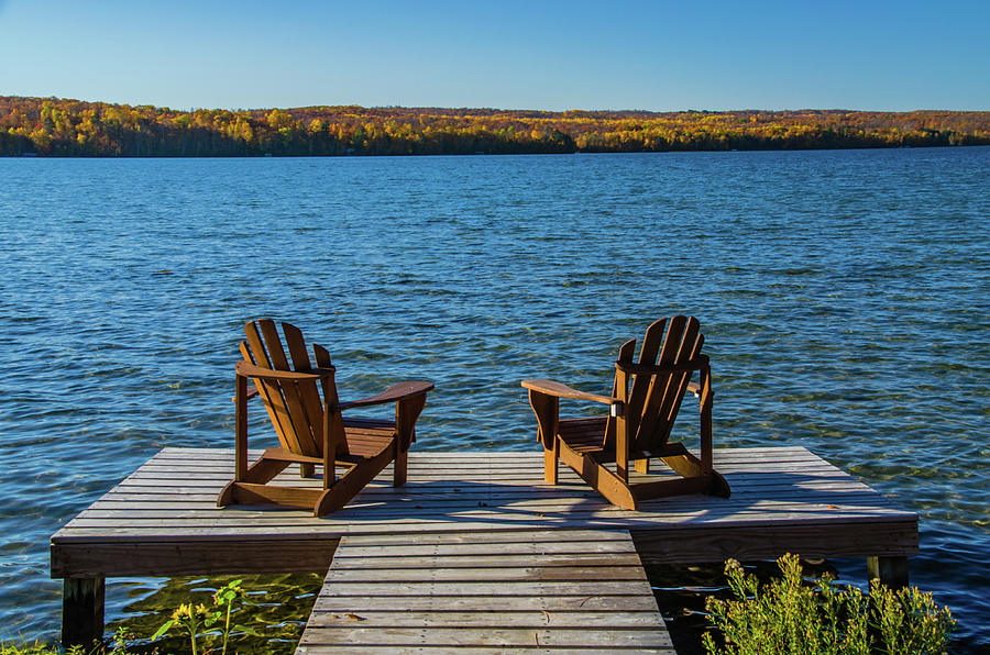 Lakeside Seating for Two Photograph by Flowstate Photography - Pixels