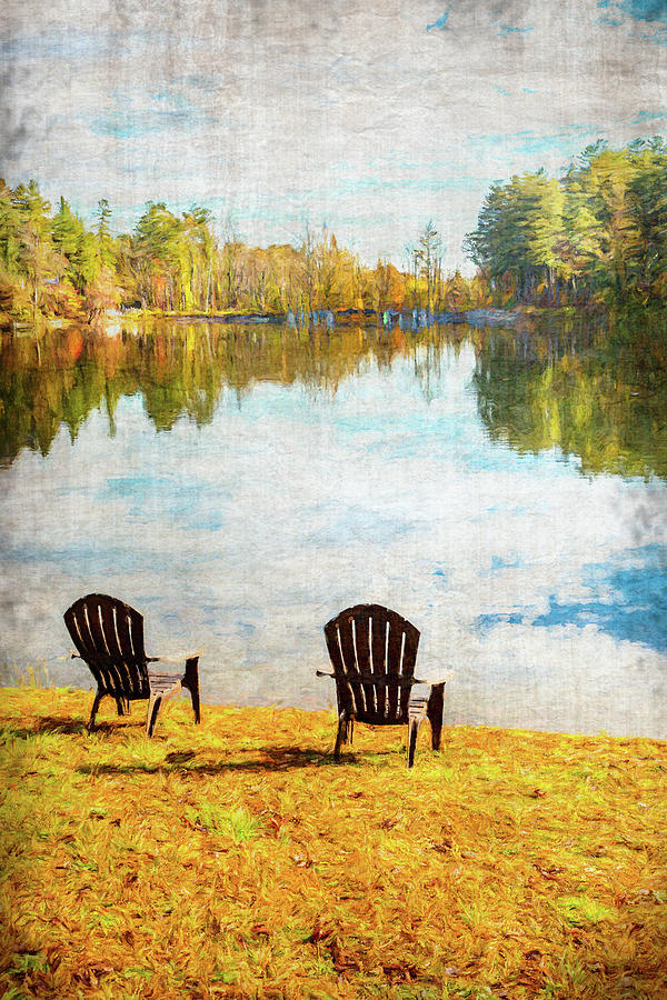 Lakeside Seats in Fall Photograph by W Chris Fooshee