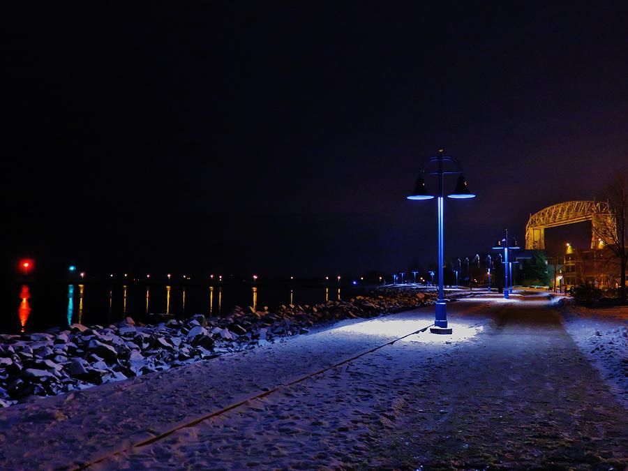 Lakewalk at night Photograph by Michelle Hauge