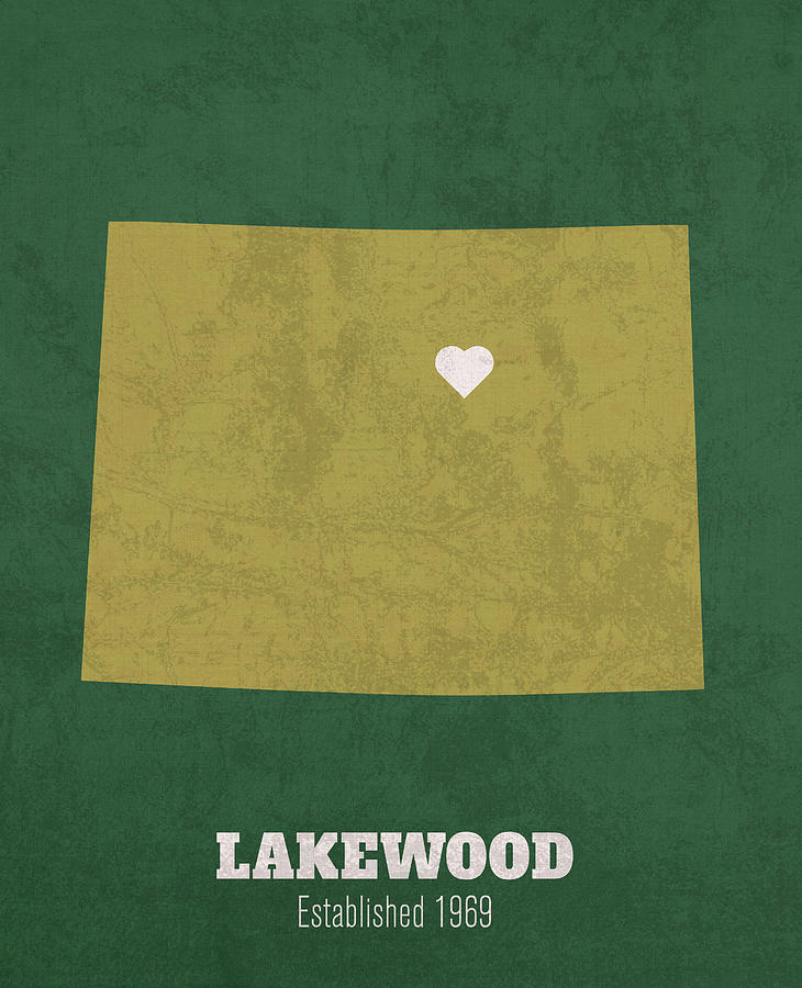 Lakewood Colorado City Map Founded 1969 Colorado State University Color ...