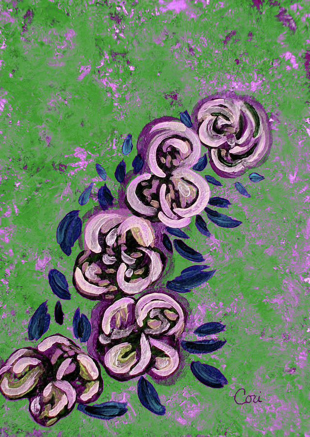 Laki Pink and Green Painting by Corinne Carroll