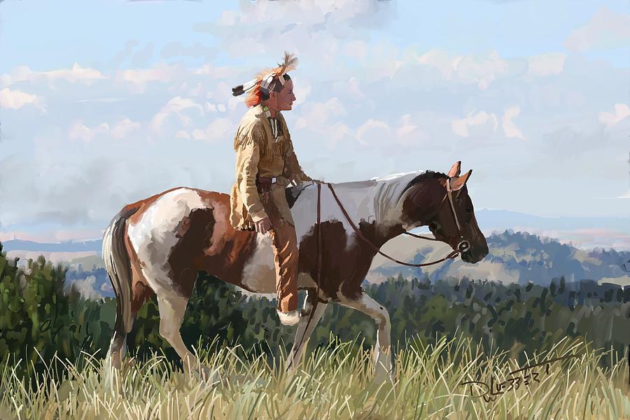 Lakota American Indian Video Painting Digital Art by David Luebbert