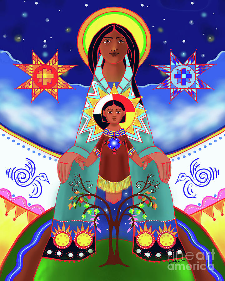 Lakota Tipi Madonna - MMLTM Painting by Br Mickey McGrath OSFS