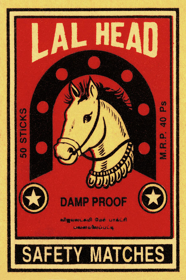 Vintage Drawing - LAL Head Safety Matches by Vintage Match Covers