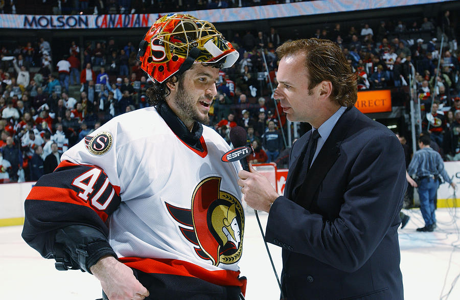 Lalime does ESPN interview Photograph by Dave Sandford