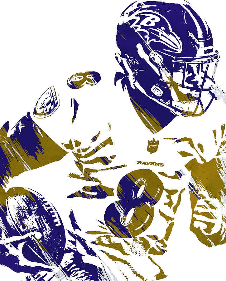 Lamar Jackson Baltimore Ravens Watercolor Strokes Pixel Art 2