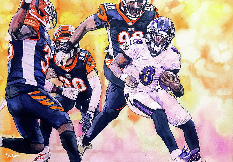 NFL Lamar Jackson Baltimore Ravens Art Mixed Media by Scott