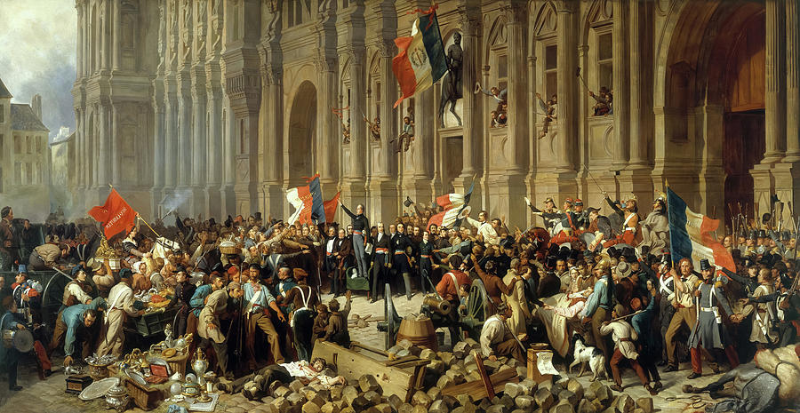 Lamartine In Front Of The Town Hall Of Paris Painting