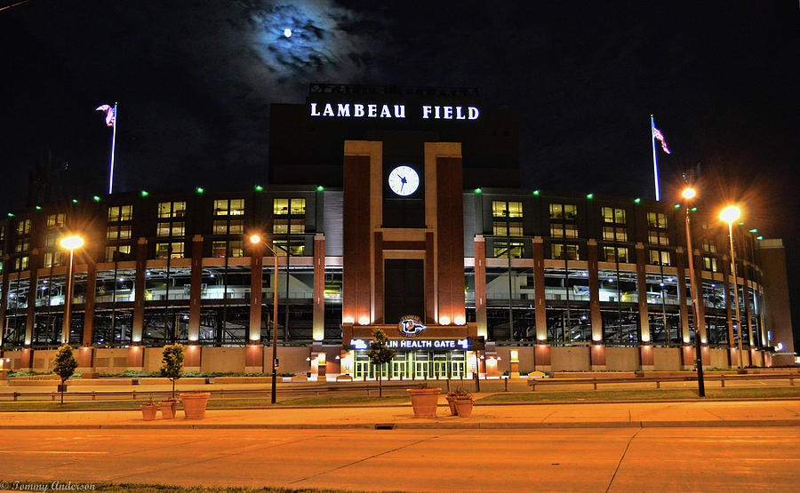 Lambeau Field at Night Photograph by Tommy Anderson