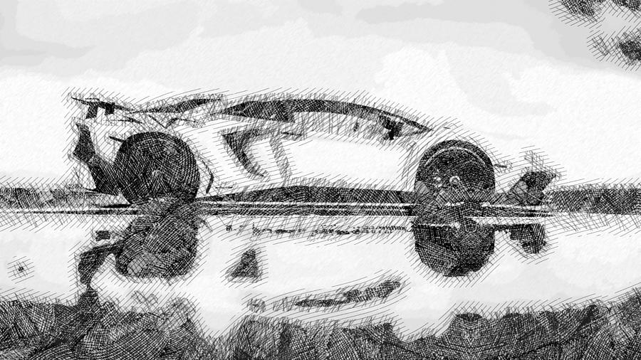 Lamborghini Aventador 2 Modern Cars - Etching Poster Digital Art by  Celestial Images - Pixels